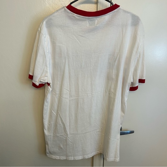 GUESS EST. 1981 Stripe T Shirt Red White Blue Men’s Size Large Logo Tee - Picture 6 of 7